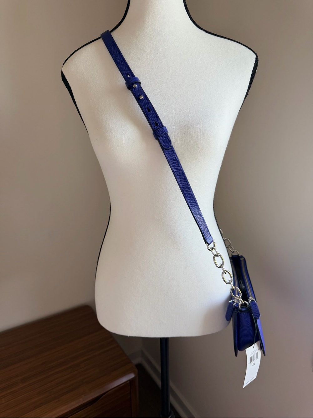 Lauren Ralph Lauren Blue Textured Leather Mini Crossbody Bag NWT - Picture 5 of 11